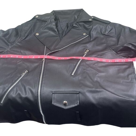 Black Soft Leather Biker Motorcycle Jacket - Picture 12 of 14